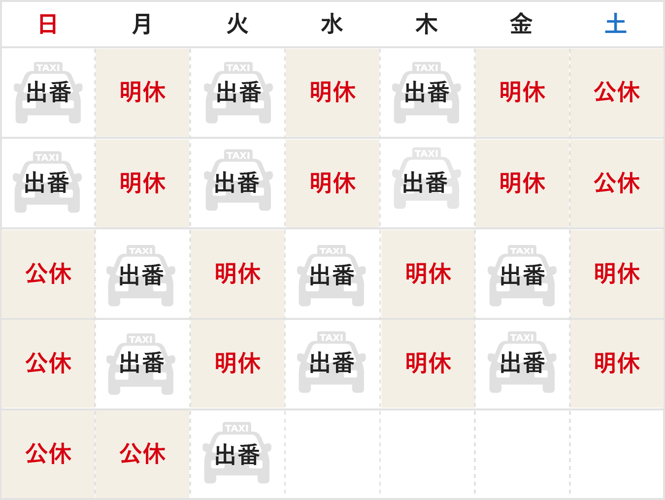 勤務シフト例
